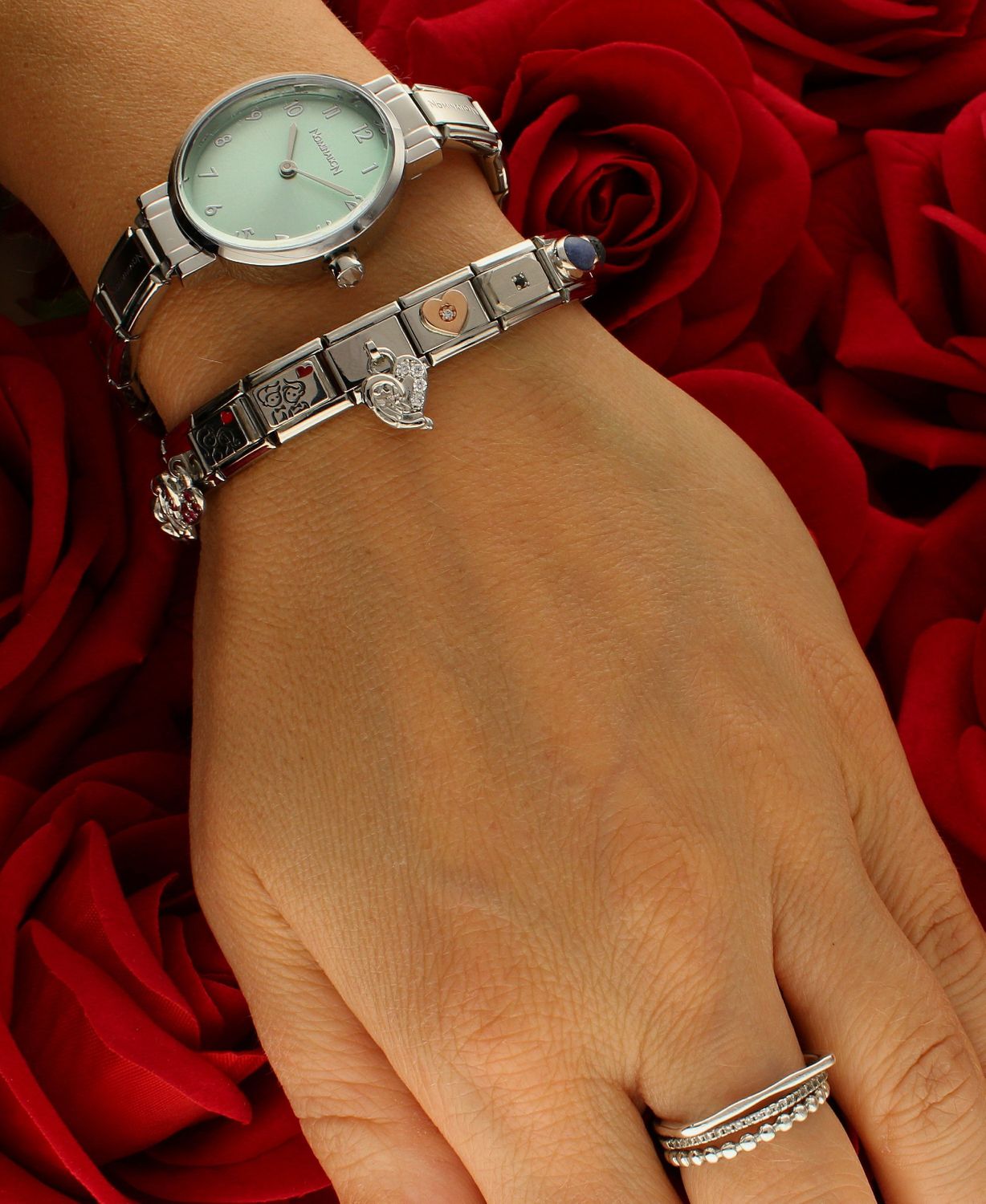 Nomination - Link 925 Srebrny Wiszące serce ze skrzydłami i białymi cyrkoniami 331800 35.png